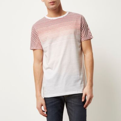 White faded stripe print t-shirt